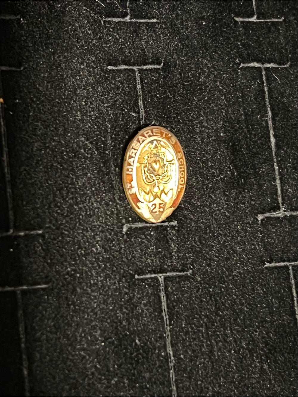 Vintage Gold filled 25th Anniversary Margarets school brooch Pin